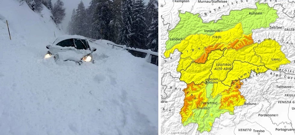 Foto auto sommersa dalle neve: Riccardo Paganini Con il maltempo torna anche la neve chiusi i passi dolomitici: dal Pordoi, al Giau passando per il Valparola